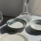 Set of 7 antique flat plates in turquoise earthenware with a gold rim D22