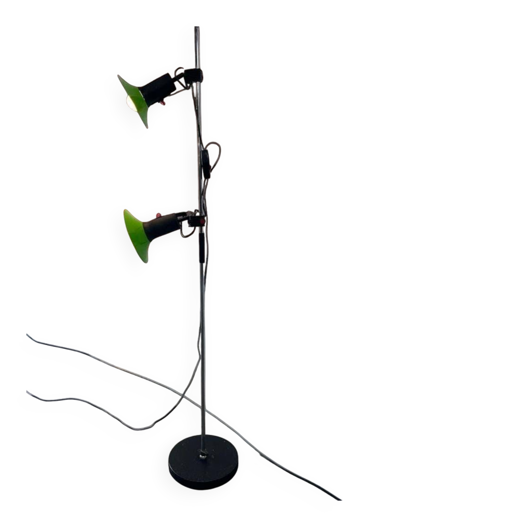 Vintage green fluorescent floor lamp with spots.
