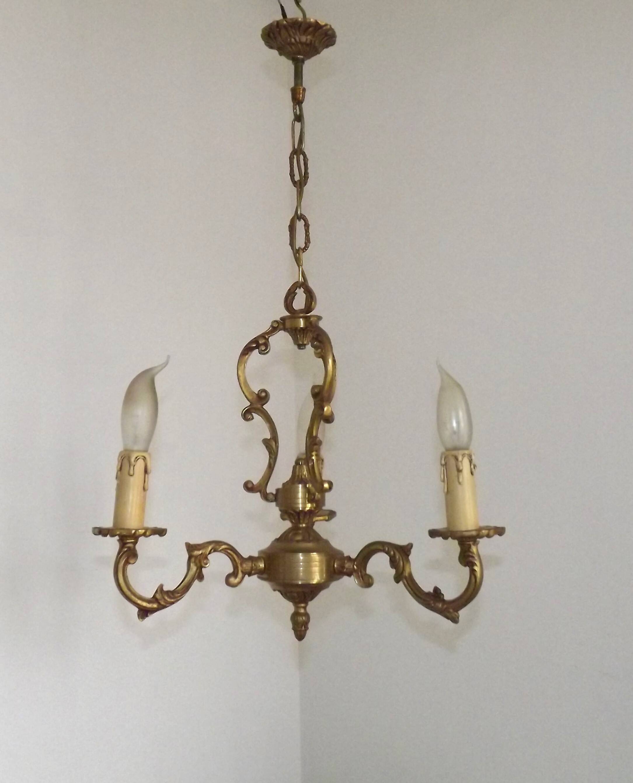 French Art Nouveau Bronze 3 Light Acanthus Detail Cage Candlestick 5476