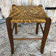 Wooden stool + vintage woven straw seat