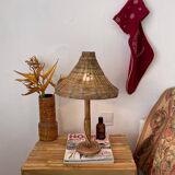 Lampe de table en osier de rotin de style vintage