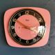 Vintage formica clock silent trapeze wall pendulum "Odo pink black"