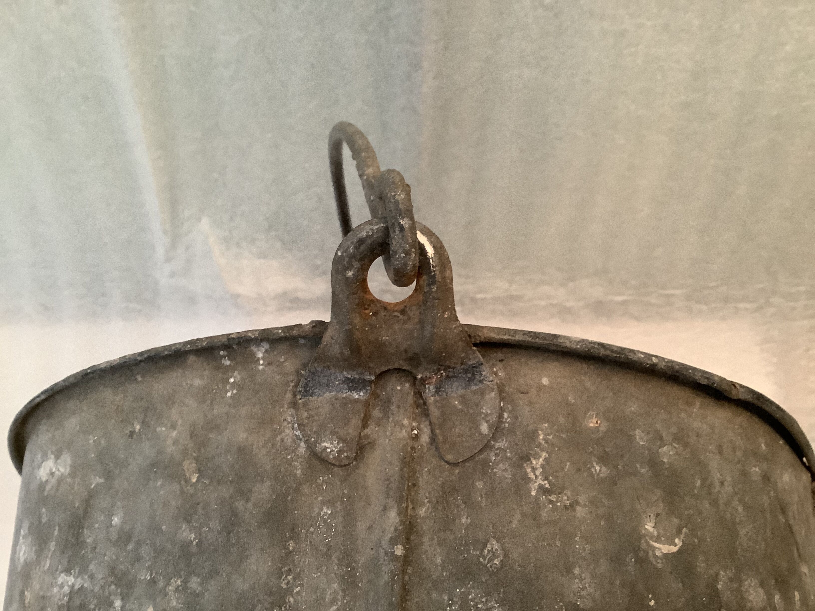 Galvanized well bucket with handle / vintage 50s