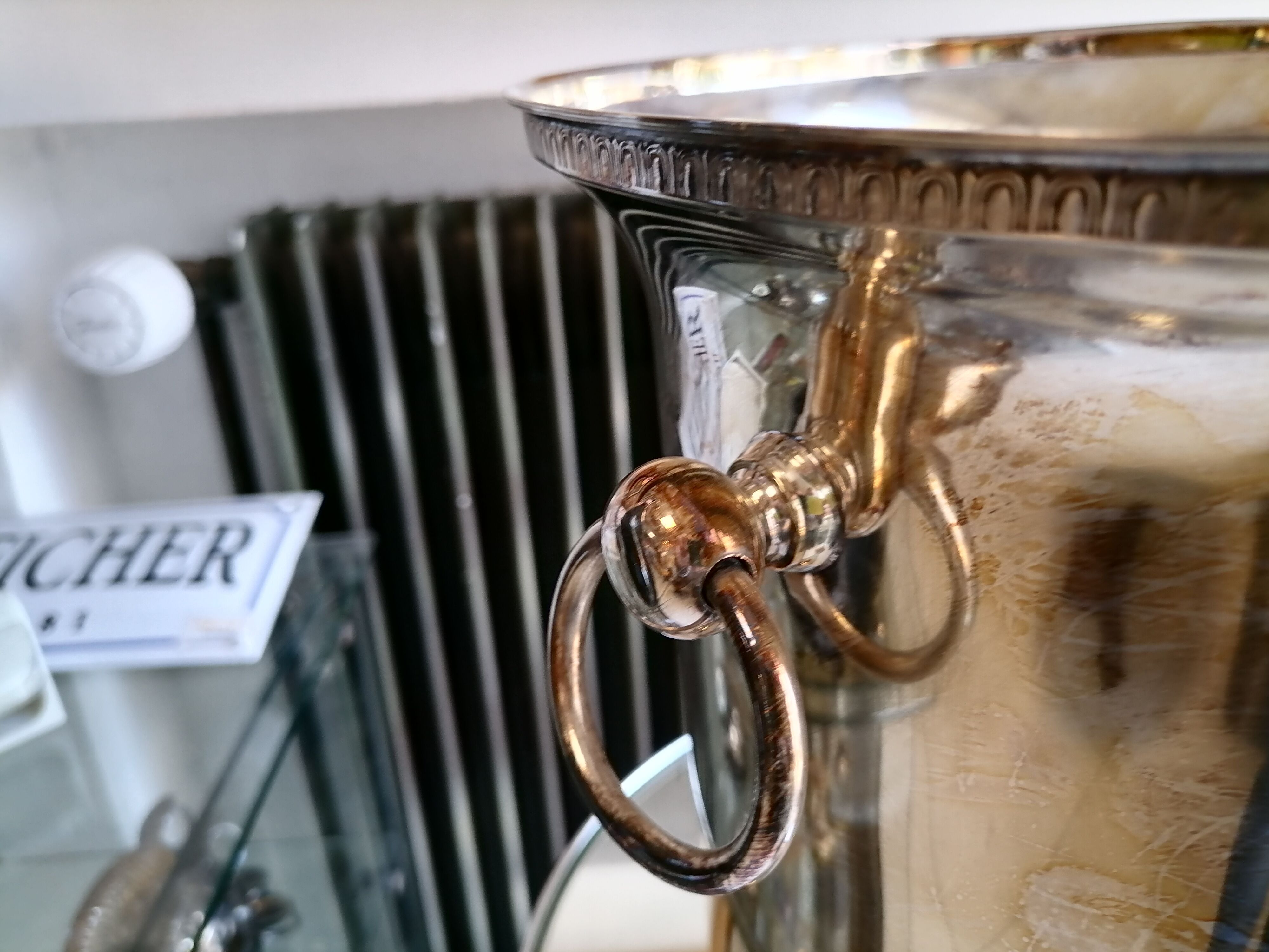 Silver metal champagne bucket