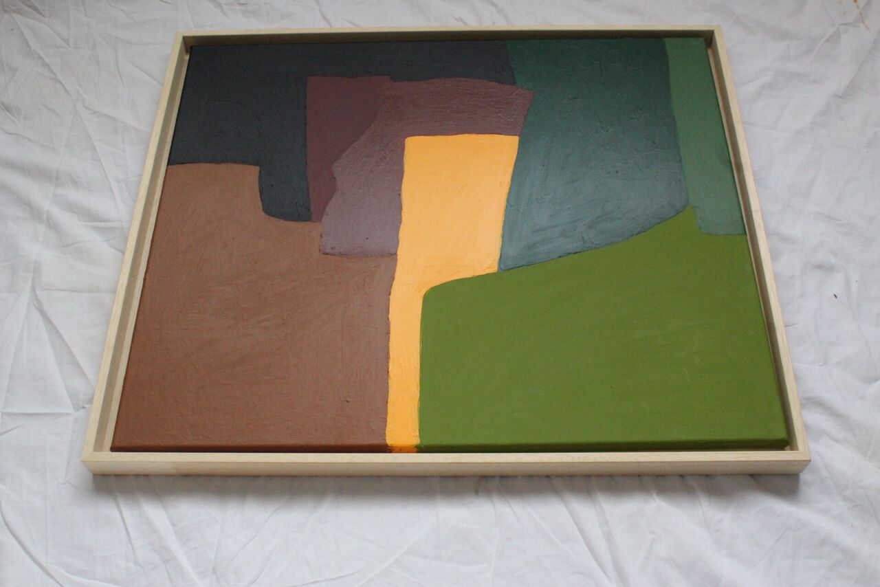 Palette of green, acrylic on canvas