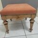 2 stools, poufs, footrests in Louis XVI style, made of wood and suede.