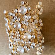 Lot de 2 appliques en laiton et cristal d'après Palwa