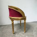 Fauteuil bois doré et velours rouge Louis XVI