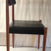 Scandinavian style chair in wood and faux leather - 1960s/70s