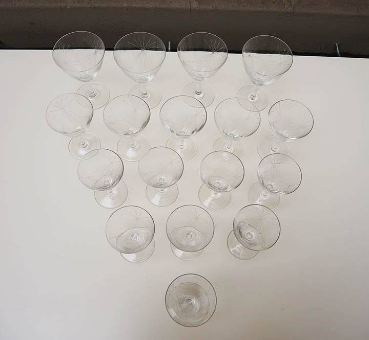 8 Old Art Deco Stemmed Glasses