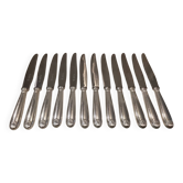 12 silver-plated table knives by Christofle Vendôme, 24.6cm