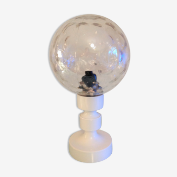 Lampe de chevet globe en verre teinté vintage années 60-70