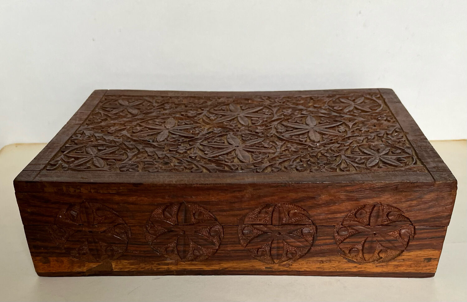 Carved wooden box