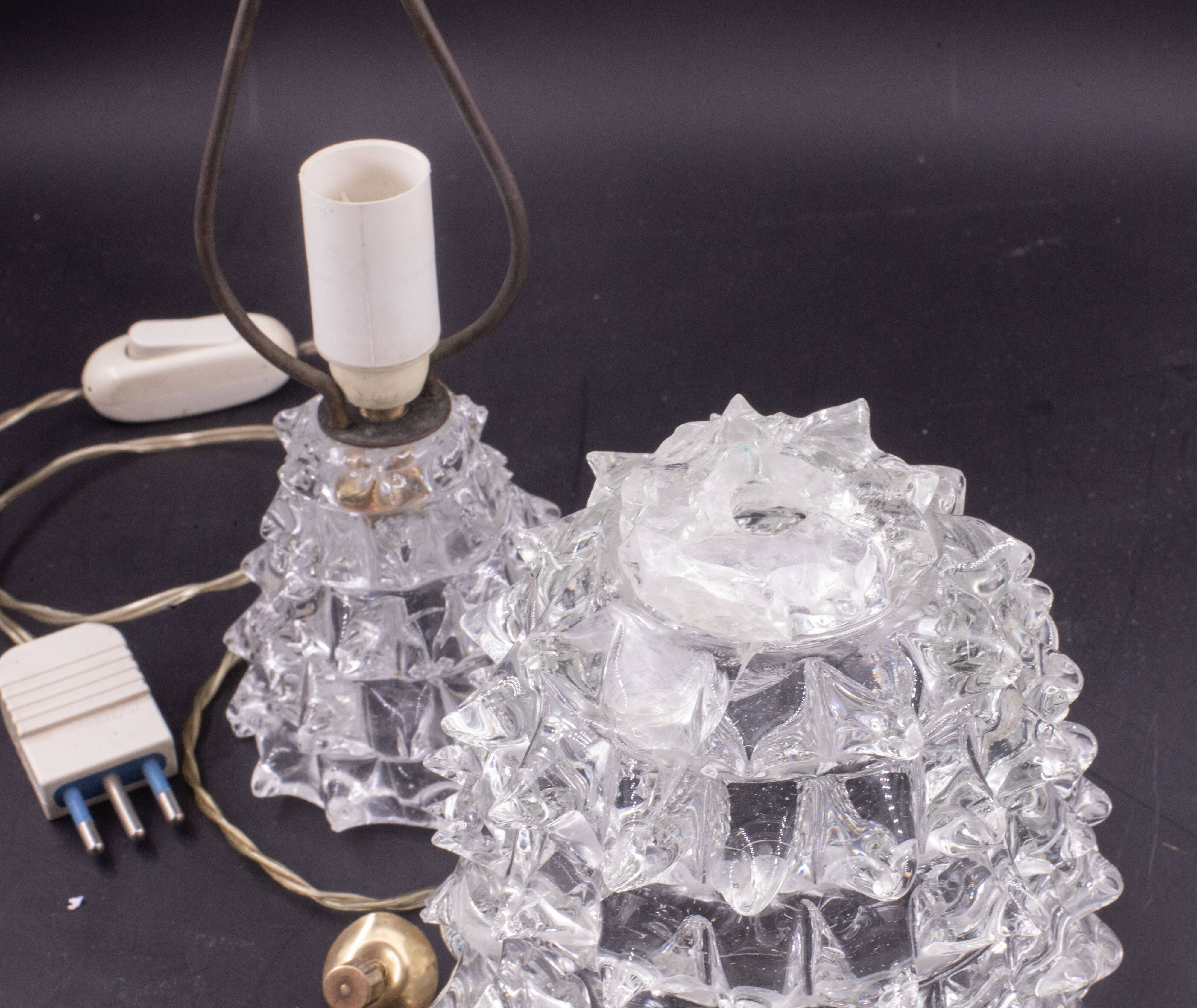 Elegant Table Lamp in Rostrato Murano Glass Vase for Barovier & Toso, 1940s