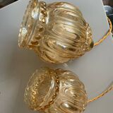 Pair of vintage amber bubble table lamps