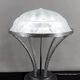 Important Art Deco Wrought Iron Lamp with Starry Glass Dome, c. 1930