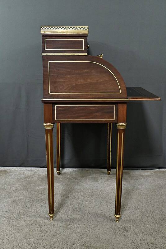 Small Mahogany Cylinder Desk, Louis XVI Style – Mid-19th Century