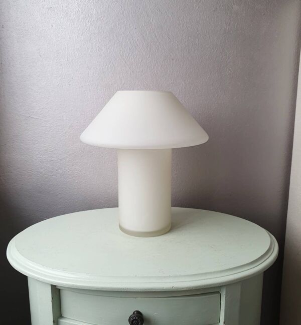 Lampe de table champignon en verre Hala Zeist années 80 âge spatial
