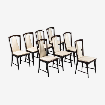 Ensemble de 8 chaises en cuir Osvaldo Borsani 50