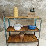 Industrial shelving unit sidetable kitchen rack pastel blue