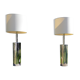 Foot of chrome lamps and ivory white lampshade