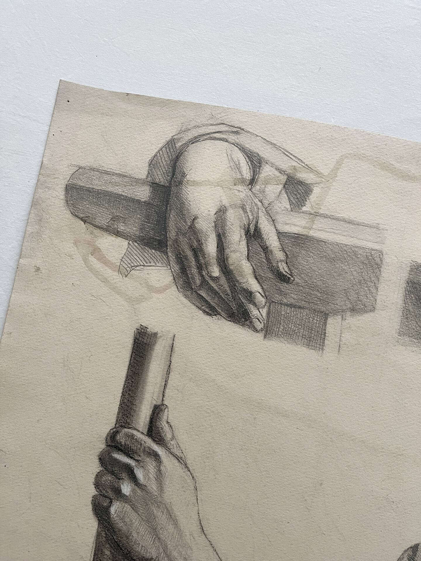 Dessin académique ancien, étude de mains Deleiderrier 1902