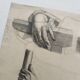 Dessin académique ancien, étude de mains Deleiderrier 1902