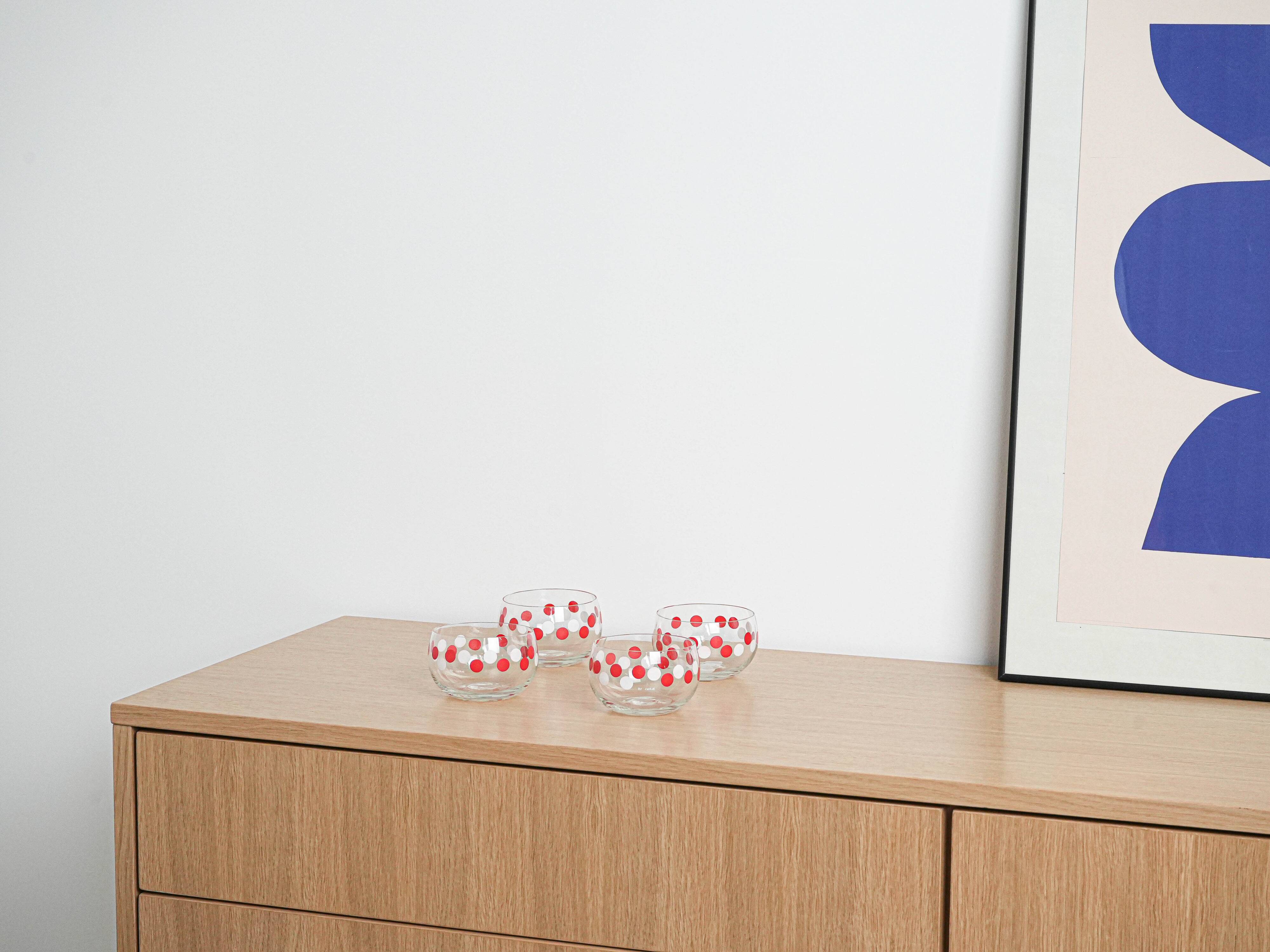 Set of glass bowls, Italian design, 1980s, made in Italy