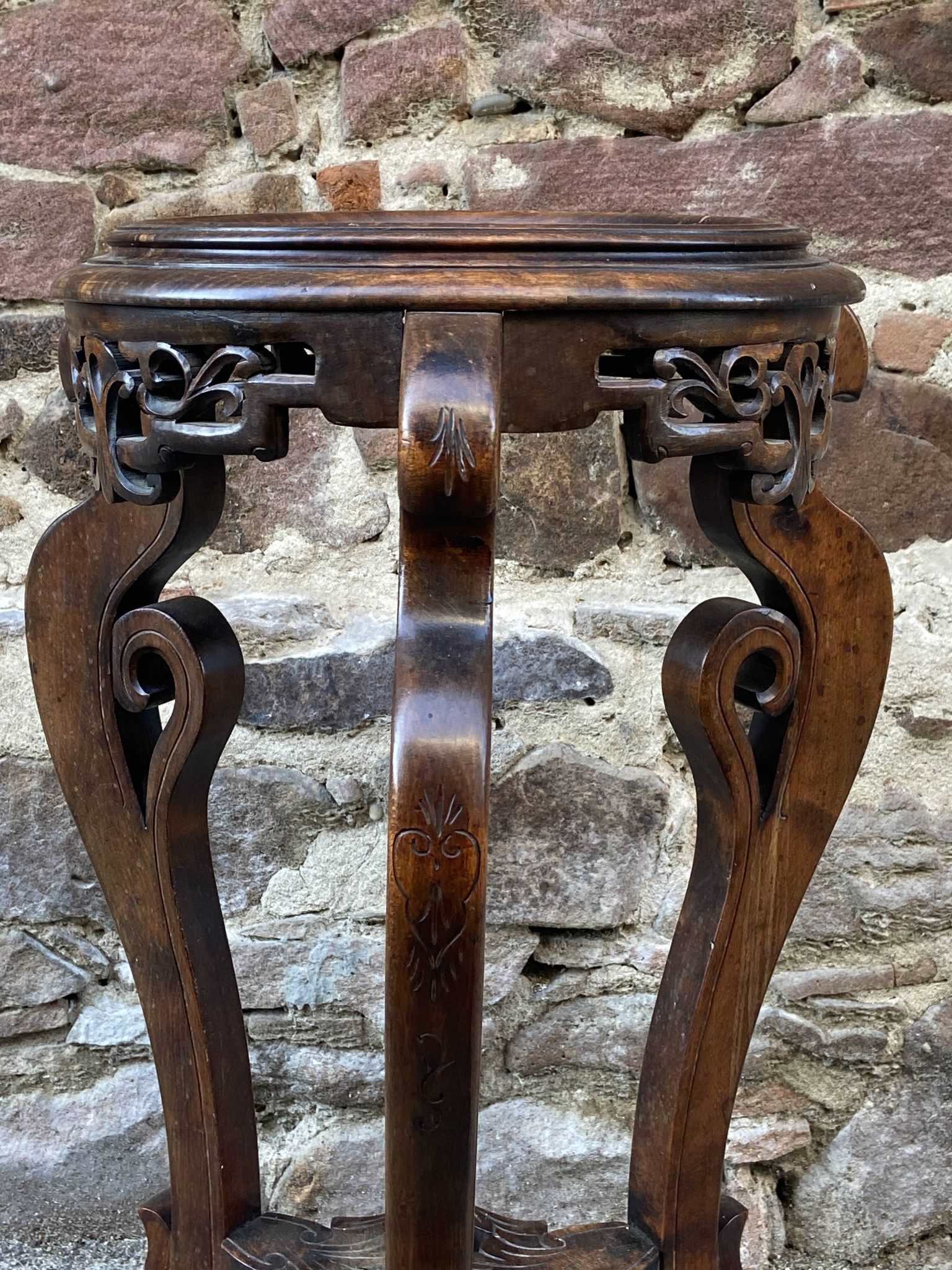 Colonial style pedestal table Indochina Asia vintage 1930s carved wood