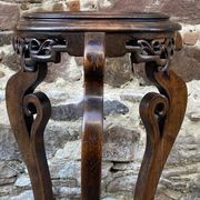 Colonial style pedestal table Indochina Asia vintage 1930s carved wood