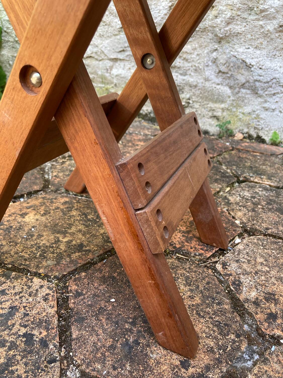 Lot De 2 Tabourets Pliants Vintage - Bambou Et Tissu Orange - Déco Rétro Camping