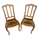 Pair of Antique Art Nouveau Chairs with Wooden Frame + Woven Straw Seat Vintage
