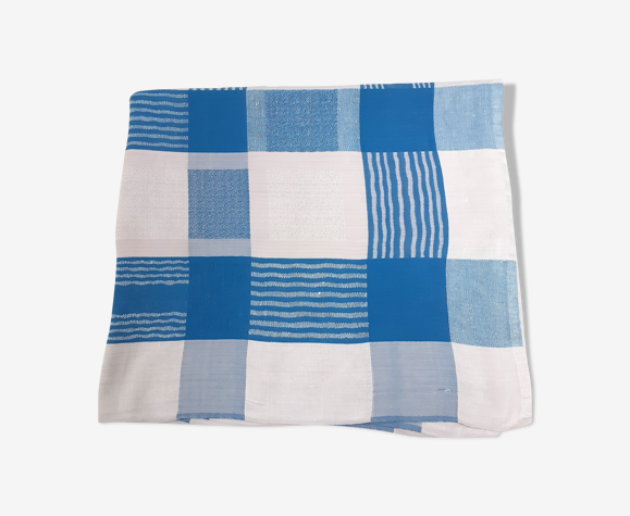 Nappe damassée à carreaux bleus et blanc 1m60 x 1m90