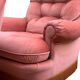 Pair of pink tufted velvet frog chairs from the 1970s.