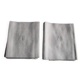 11 old damask napkins, monogrammed