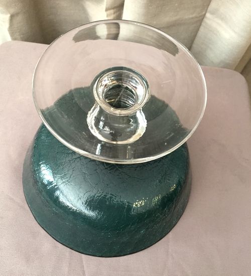 Set De 6 Coupes à Glace/fruits En Verre Sur Pied Bleu Pastel - Occasion TBE