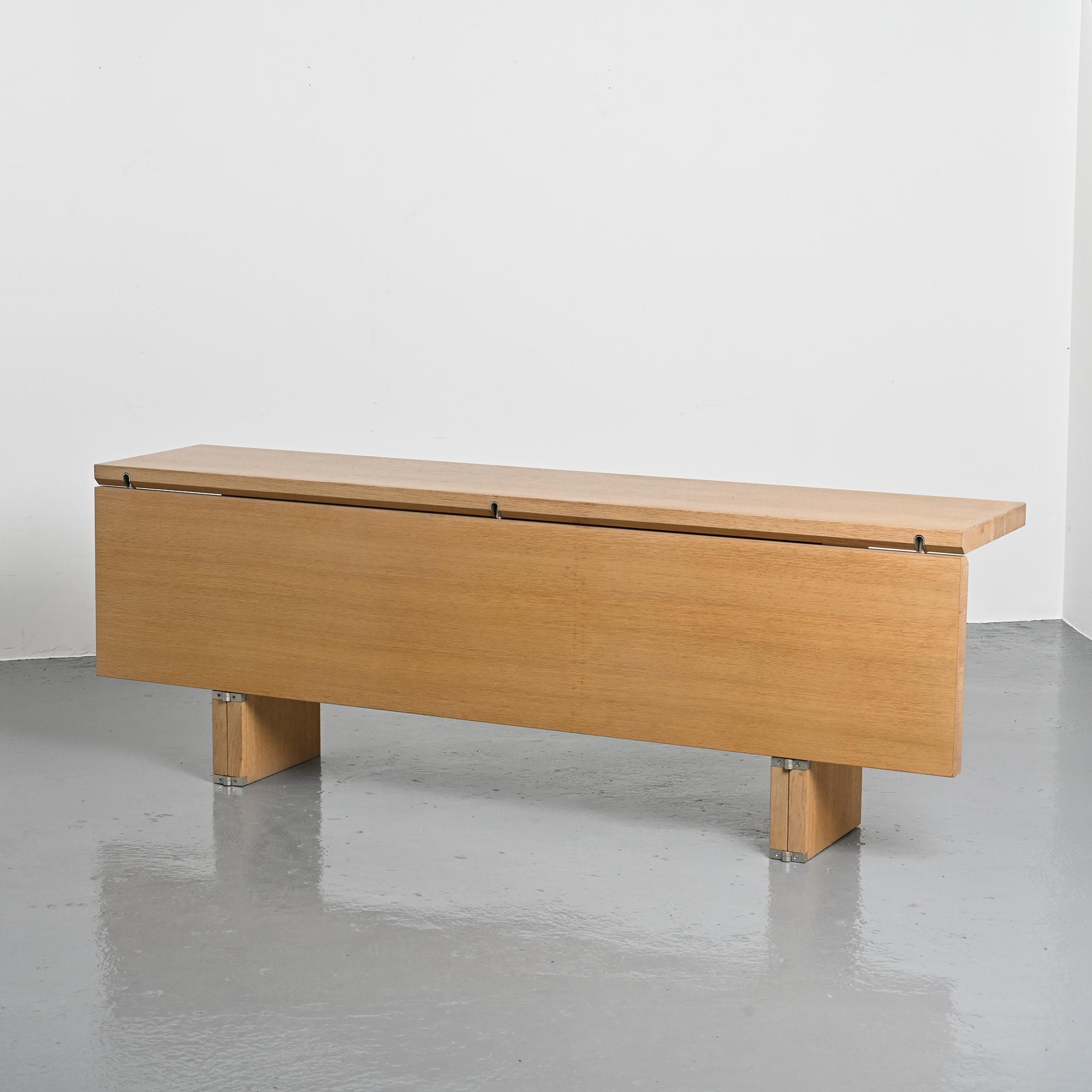 Console extensible dining table in cerused wood, 20th century
