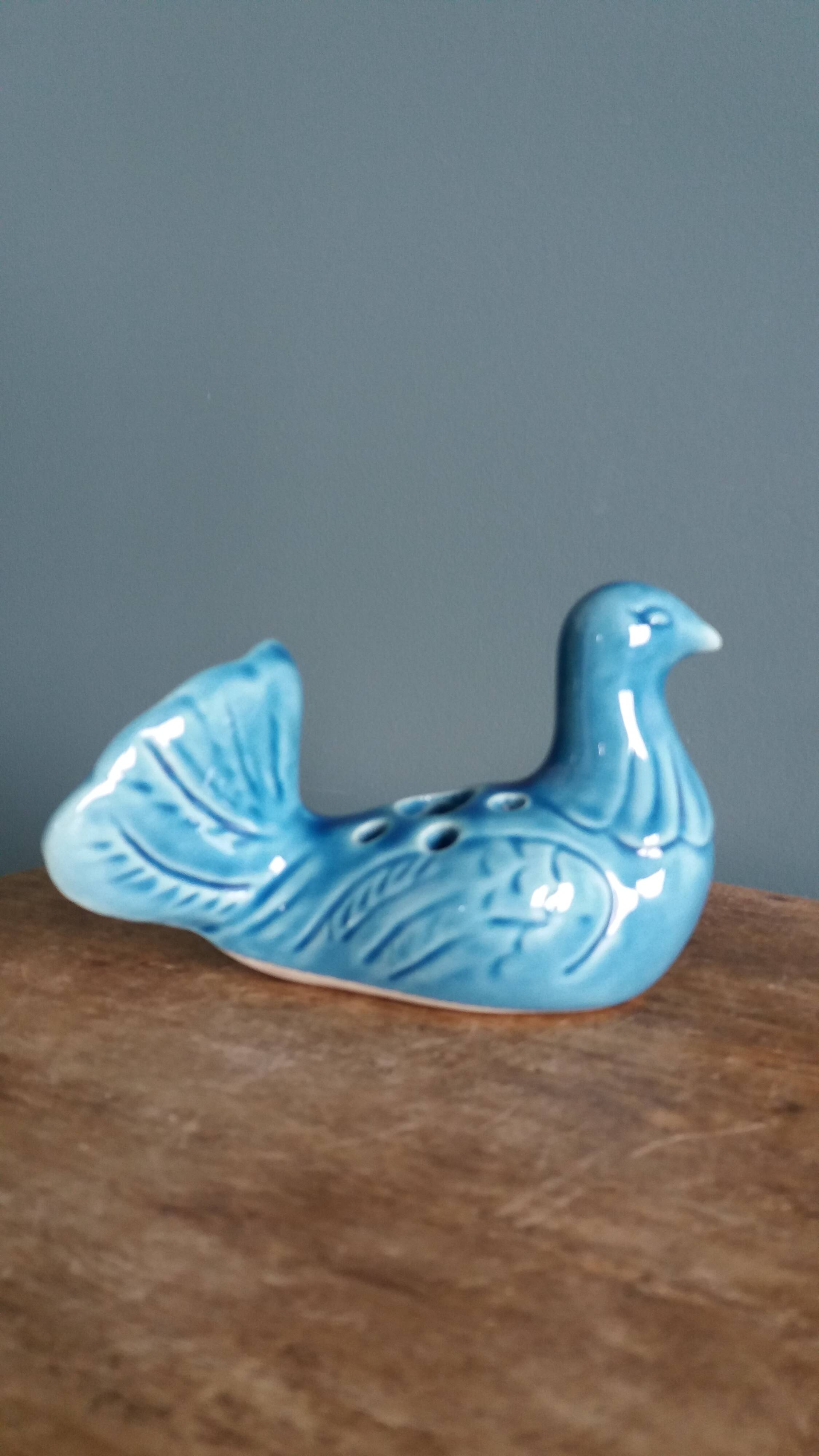 Dove bird vase flower holder in ceramic signed Saint Paul de Vence