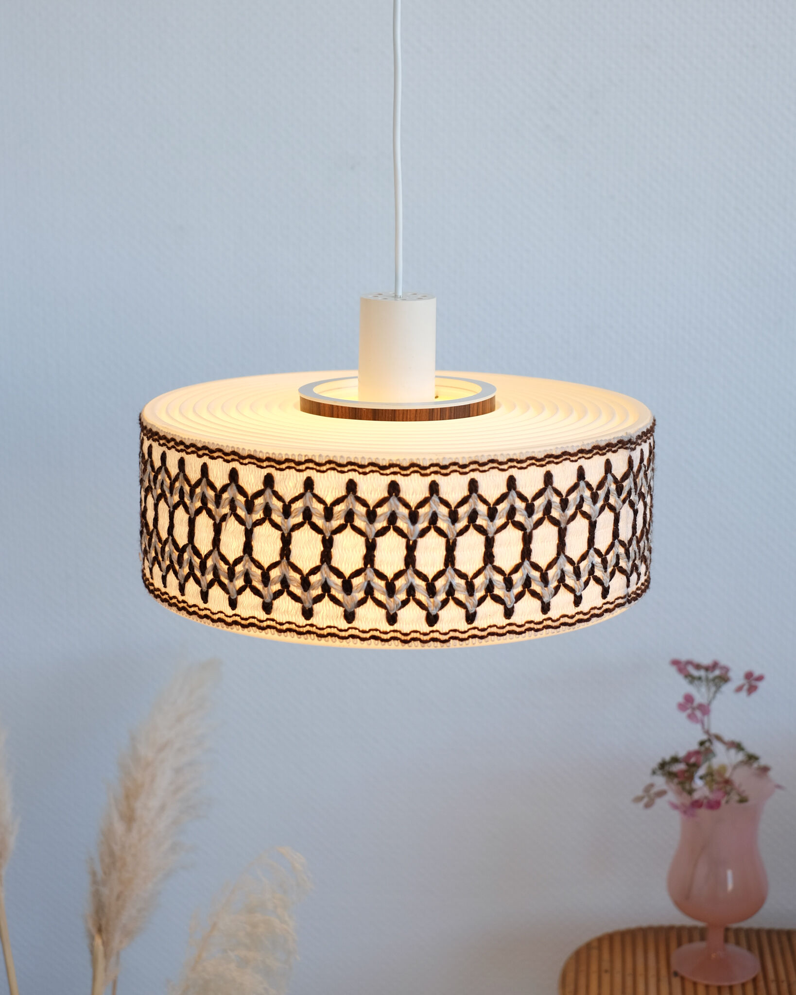 Vintage suspension in pvc, fabric and wool