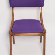 Mid-Century Modern Bumerang Chair, Purple Wool, Poland, 1960s