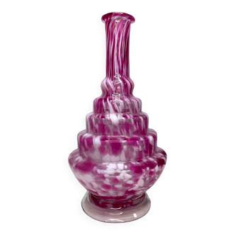 Vase de clichy rose moucheté blanc