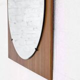 Round mirror from the 60s - 70s on a square wooden frame