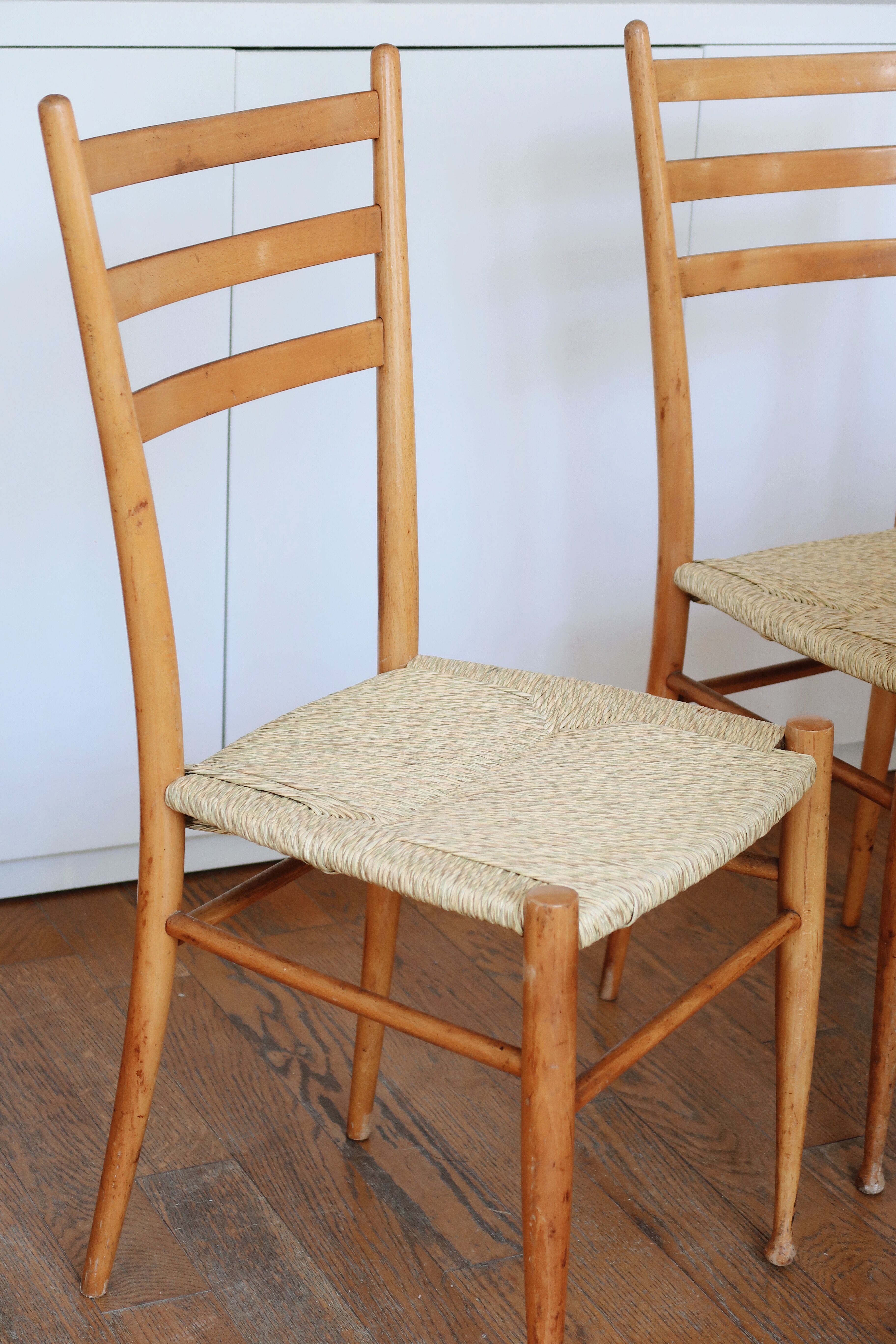 Pair of Scandinavian straw chairs