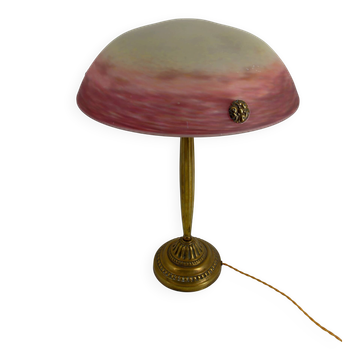 Importante lampe Art Déco en bronze et pâte de verre, France, vers 1920