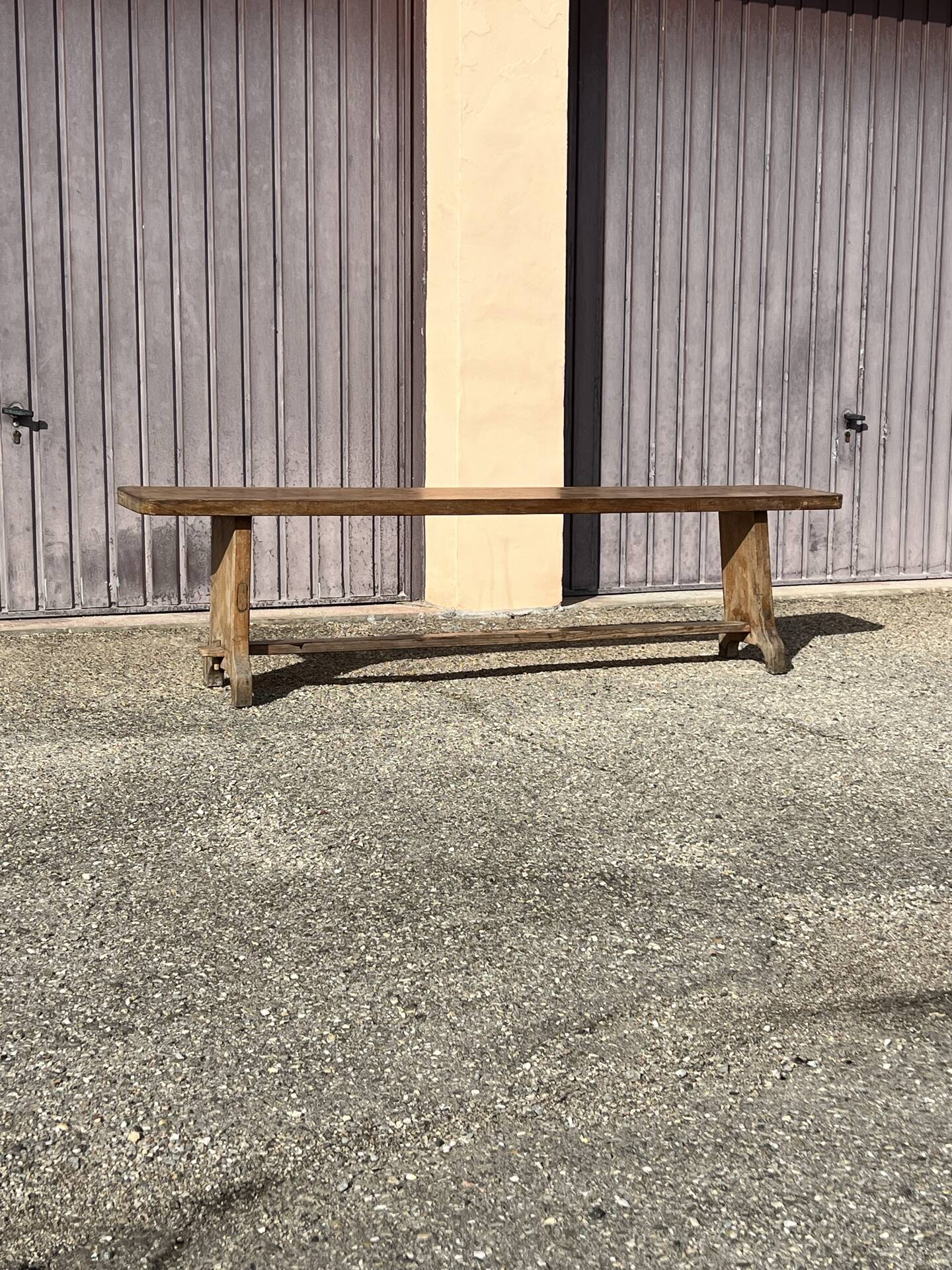 Solid wood bench, French artisanal craftsmanship.