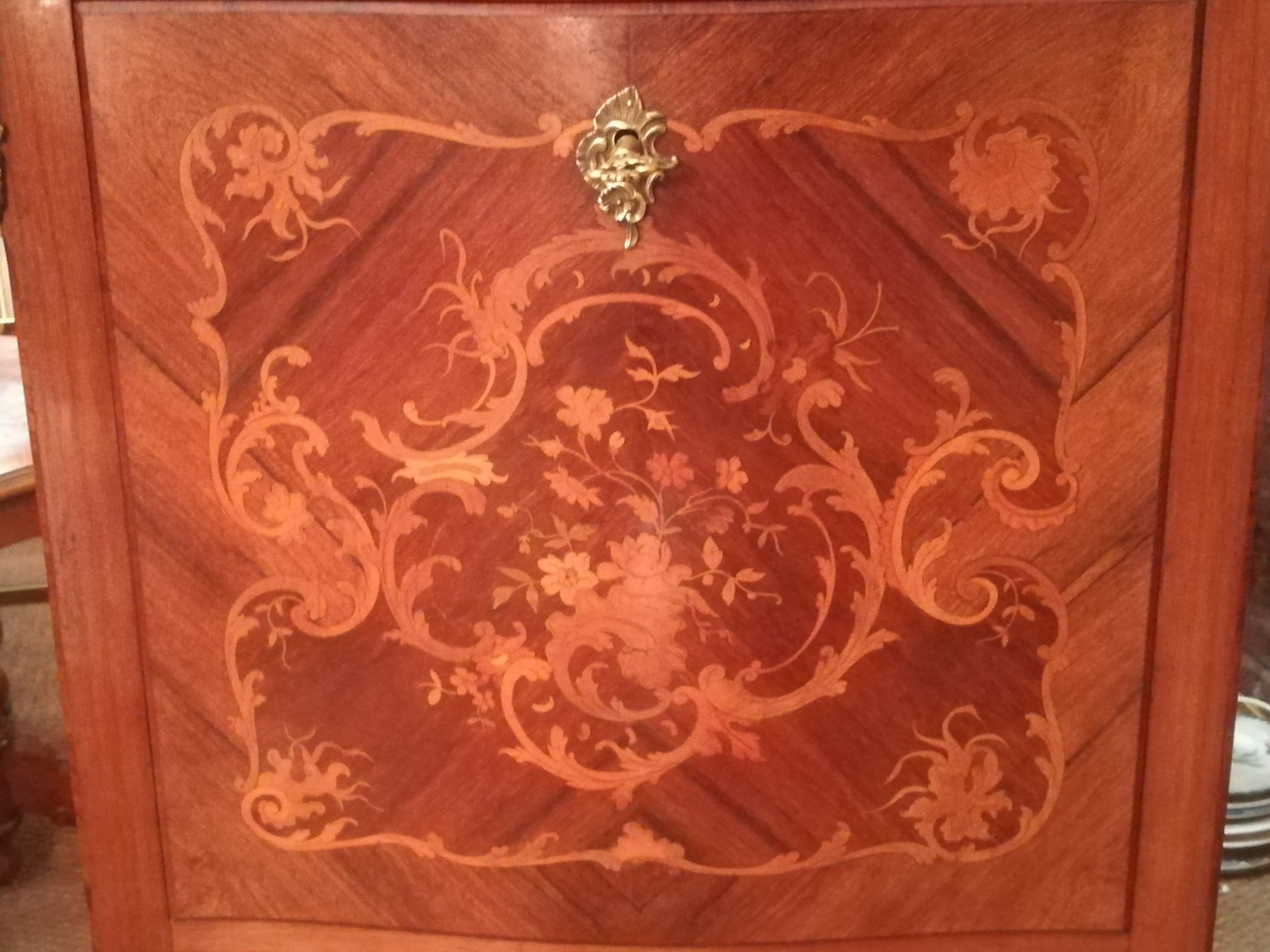 19th-century secretary in marquetry and marble