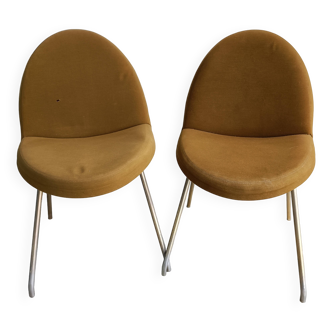 Paire de sieges de salon steiner tissus design 1950 mobilier vintage chaises mag
