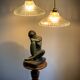 Duo de suspensions Holophane de style bistrot