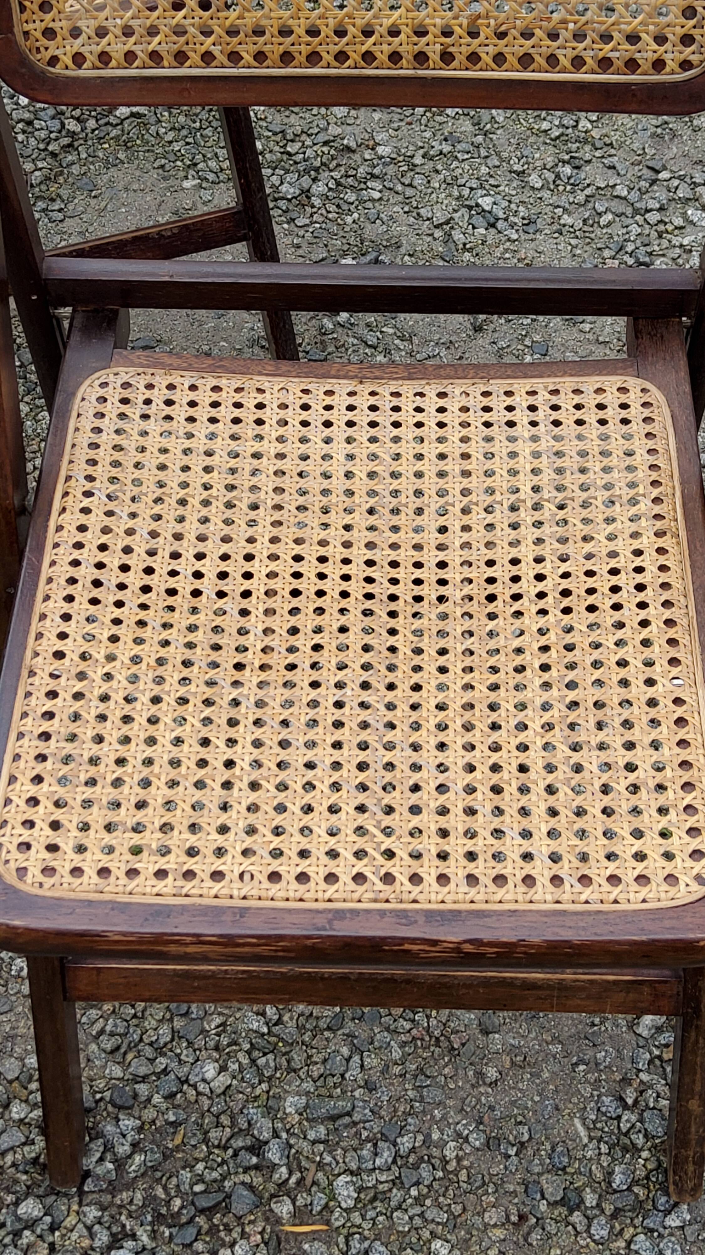 Set of 4 folding chairs wood and canning of the 70s