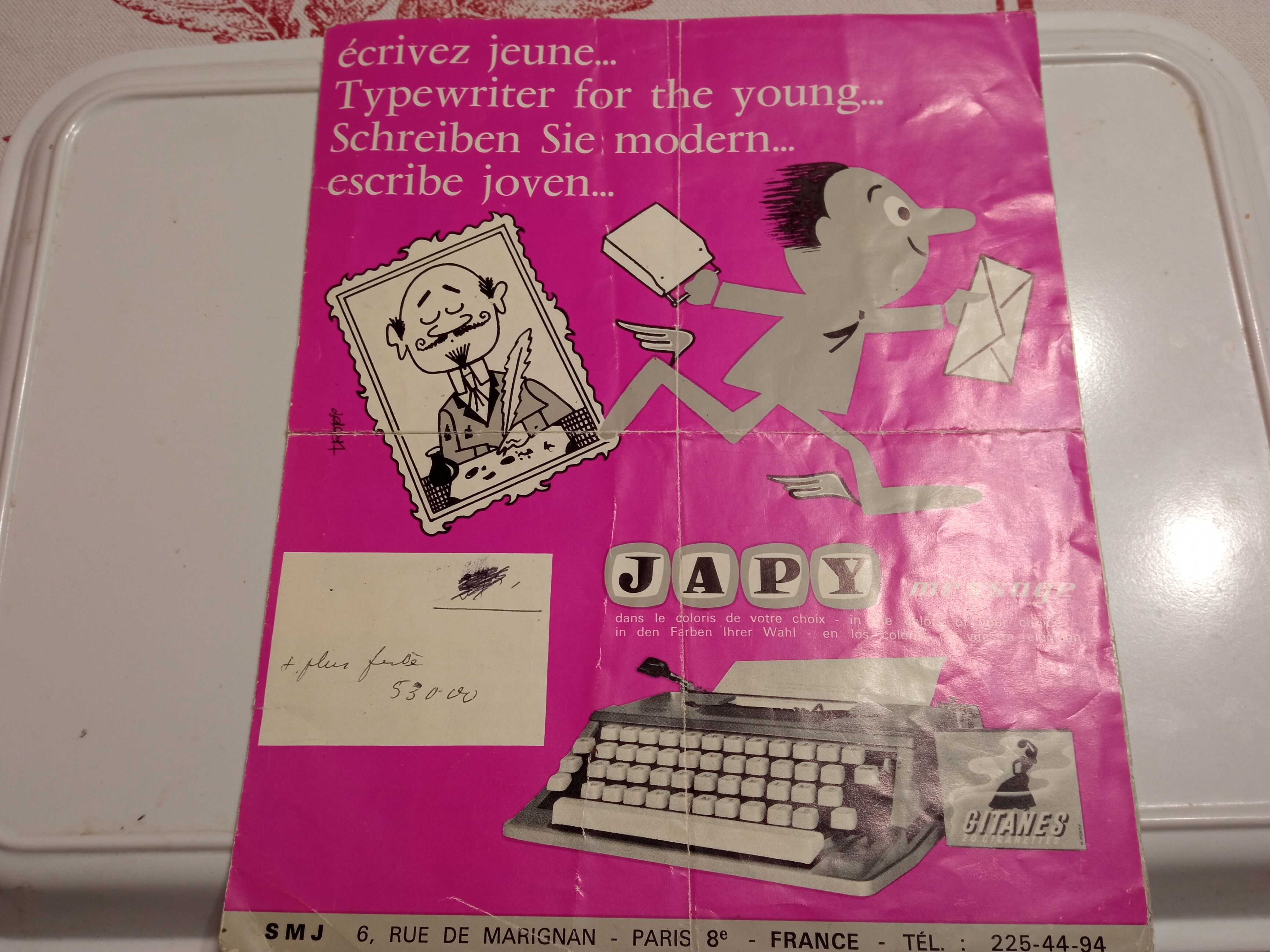 Machine type Japy Message with its box set